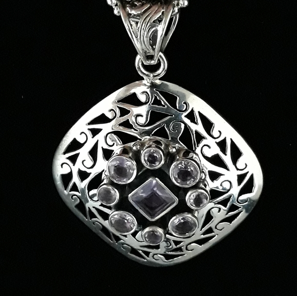 Sacred Geometry Natural Amethyst Pendant - Picture 8 of 8